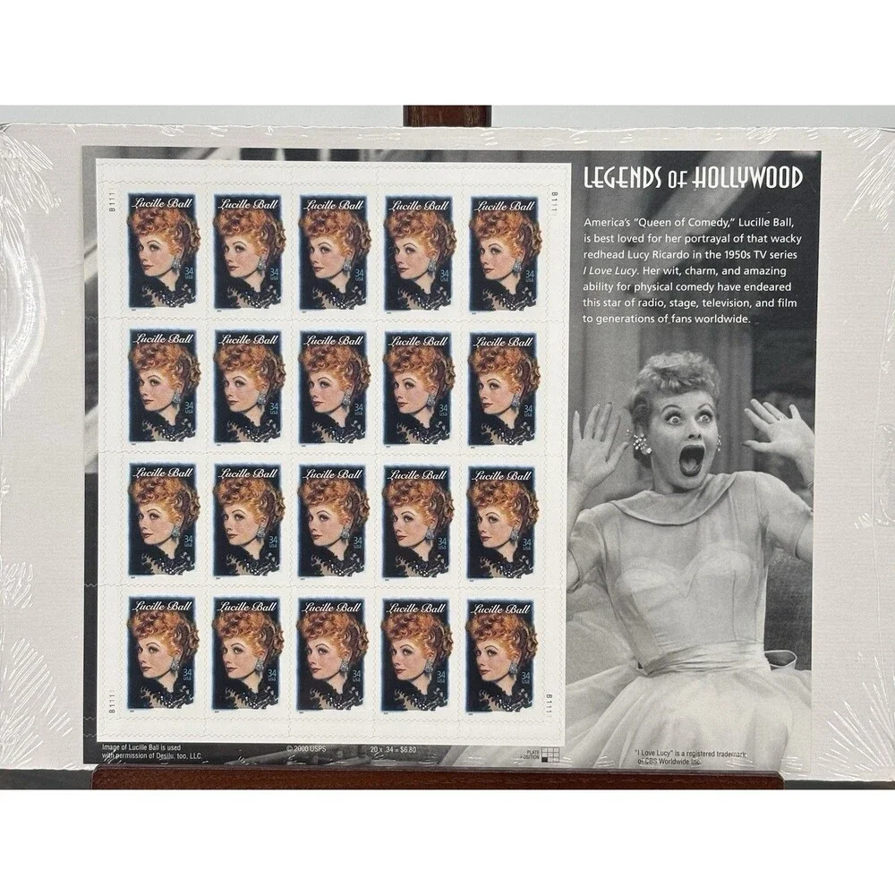 Lot of 3 Vintage USPS Stamp Sheets Peanuts Snoopy Lucille Ball SEALED NEW